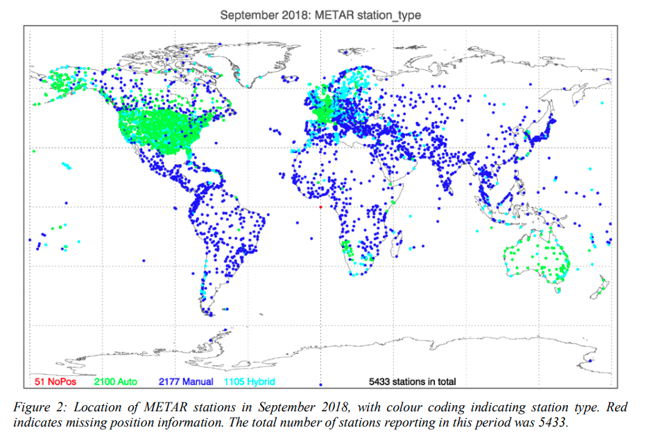 METAR weather station distribution